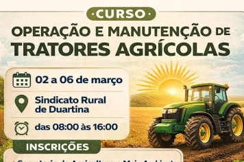 Últimos dias para inscrição no Curso gratuito de Operação e Manutenção de Tratores Agrícolas em Duartina