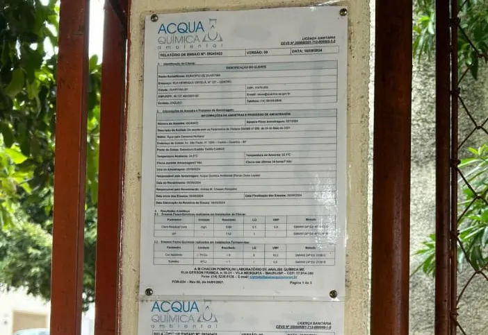 Prefeitura de Duartina garante qualidade da água em pontos de abastecimento